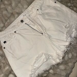 KanCan White Frayed Hem Jean Shorts